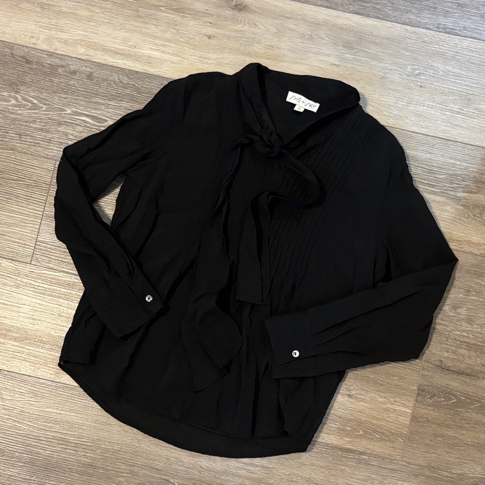 Black Ladies Blouse with Neck Tie